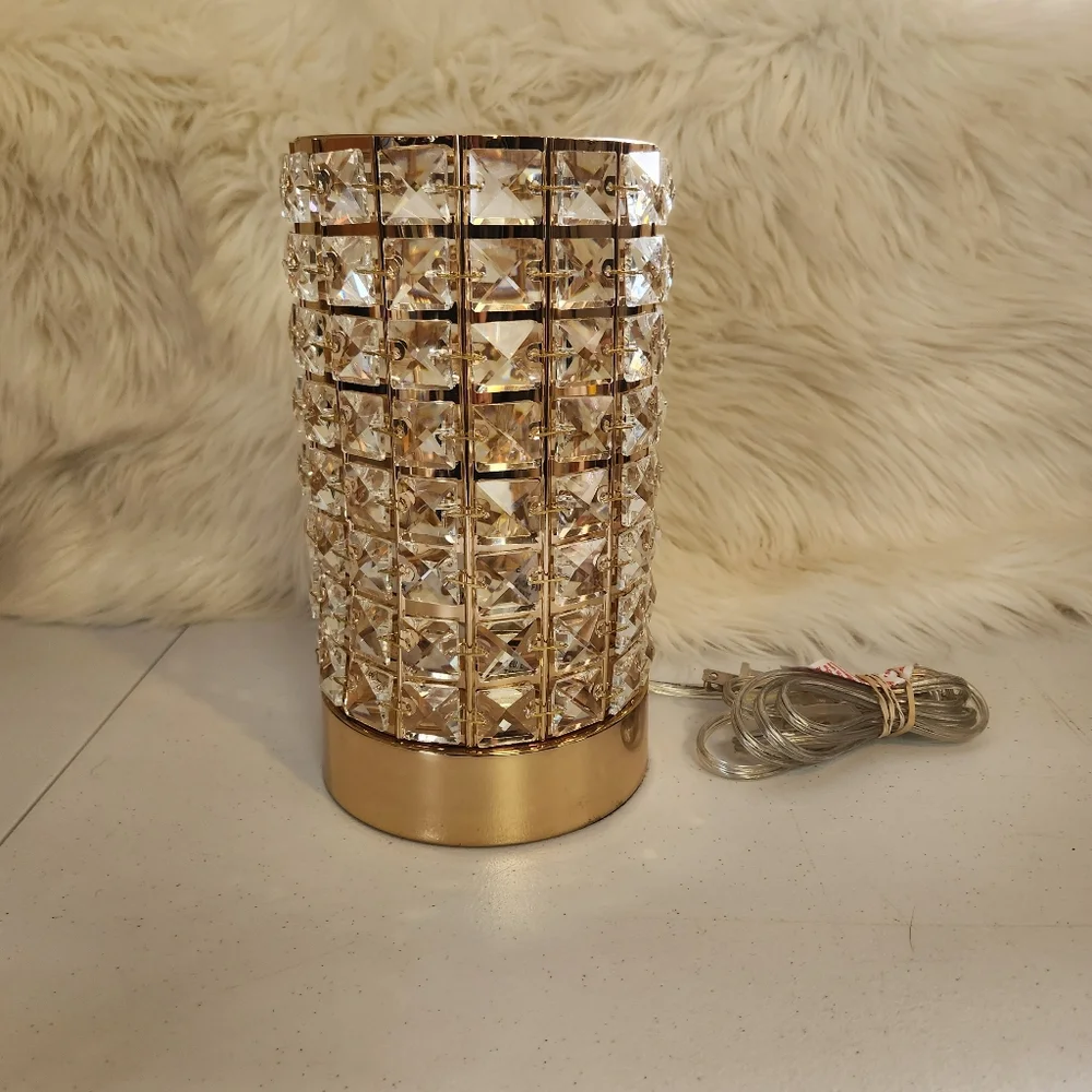 Gold Crystal Diamond Type Desk Lamp Shade Vanity Bedroom Light Home Decor Luxury - Picture 2 of 11